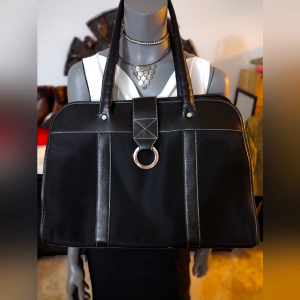 Laptop Carrier Handbag with Alligator Skin Details